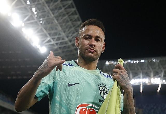 Neymar, em treino da Seleção Brasileira