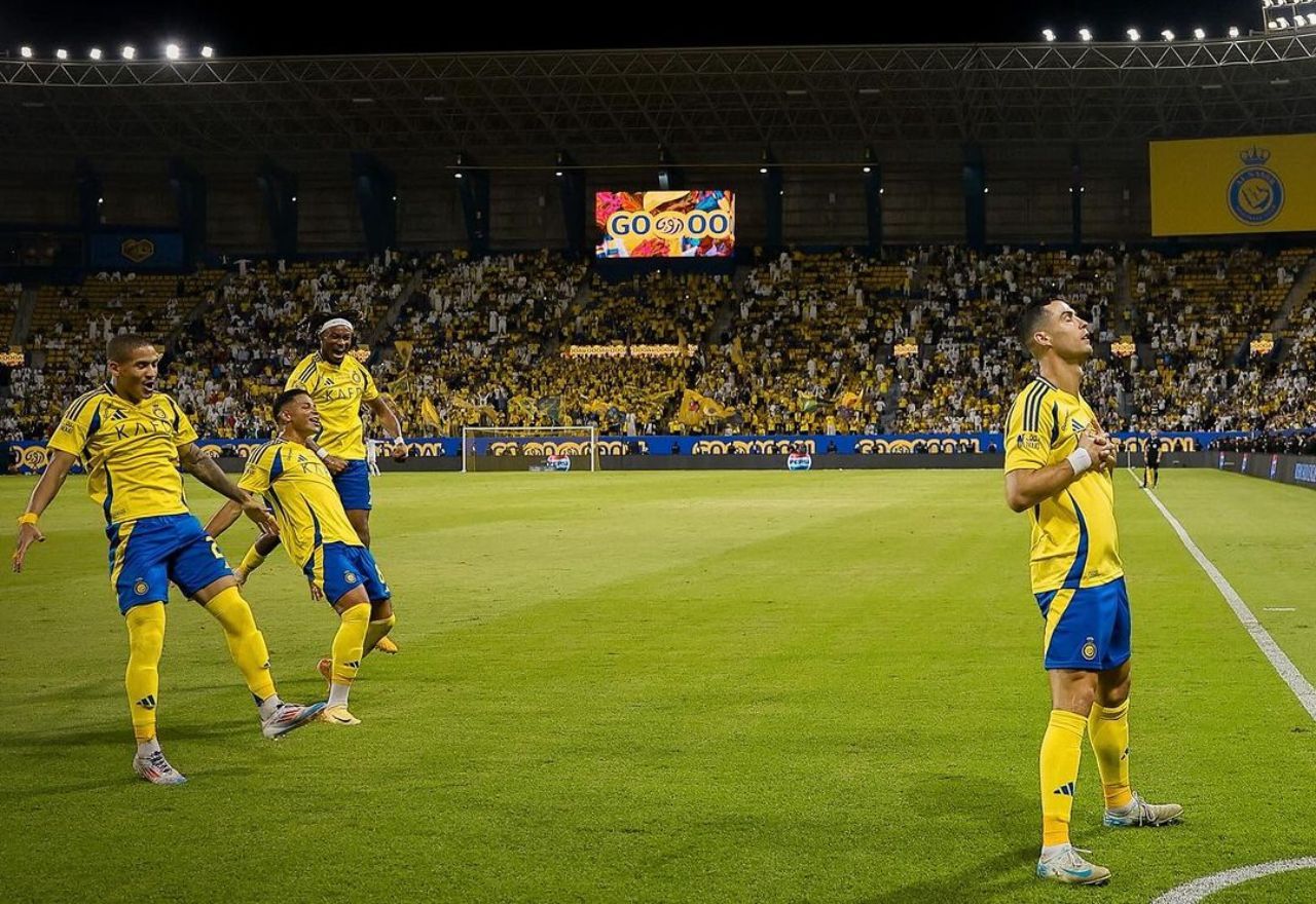 Com gols de Ângelo e Cristiano Ronaldo, Al-Nassr vence o Al-Wehda. Foto: Divulgação/Al-Nassr