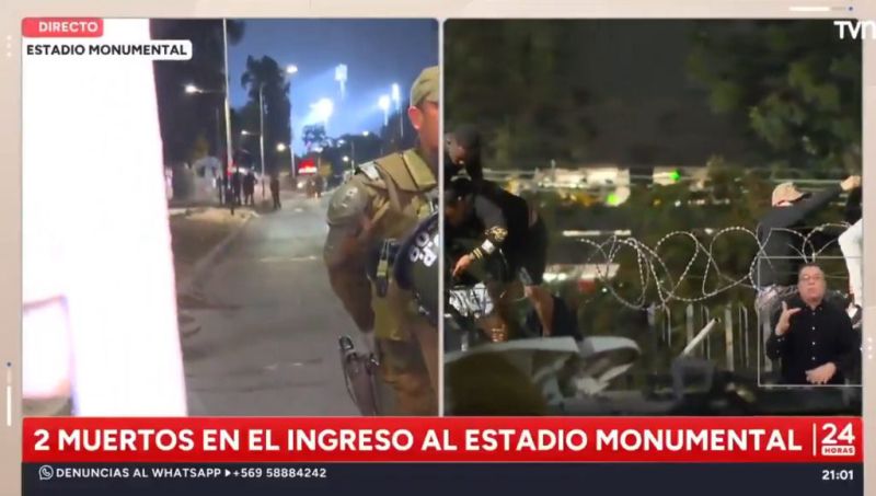 TVN, emissora do Chile, repercute ocorrido antes do duelo entre Colo-Colo x Fortaleza. (Foto: Reprodução/TVN)