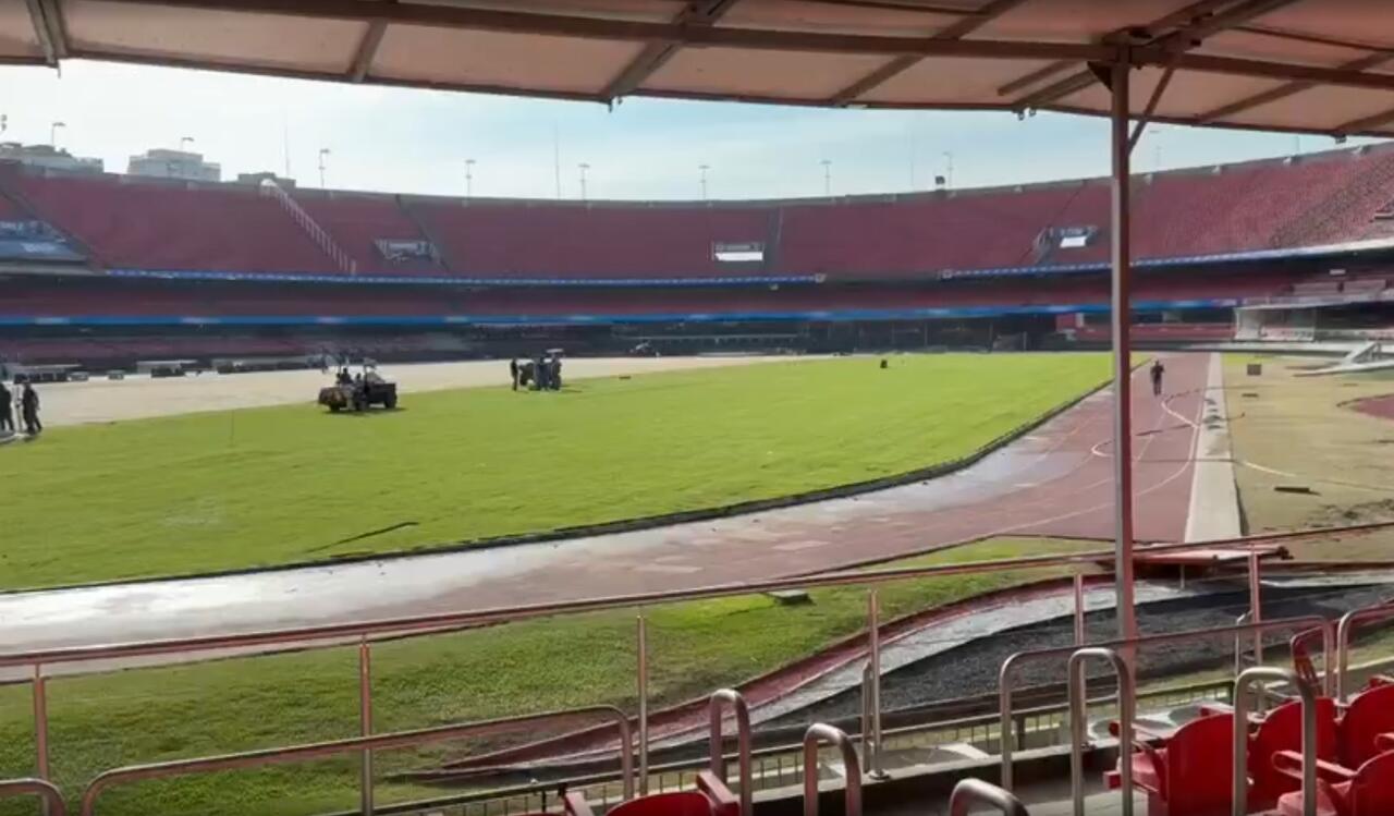 São Paulo inicia instalação de novo gramado do Morumbis São Paulo inicia instalação de novo gramado do Morumbis